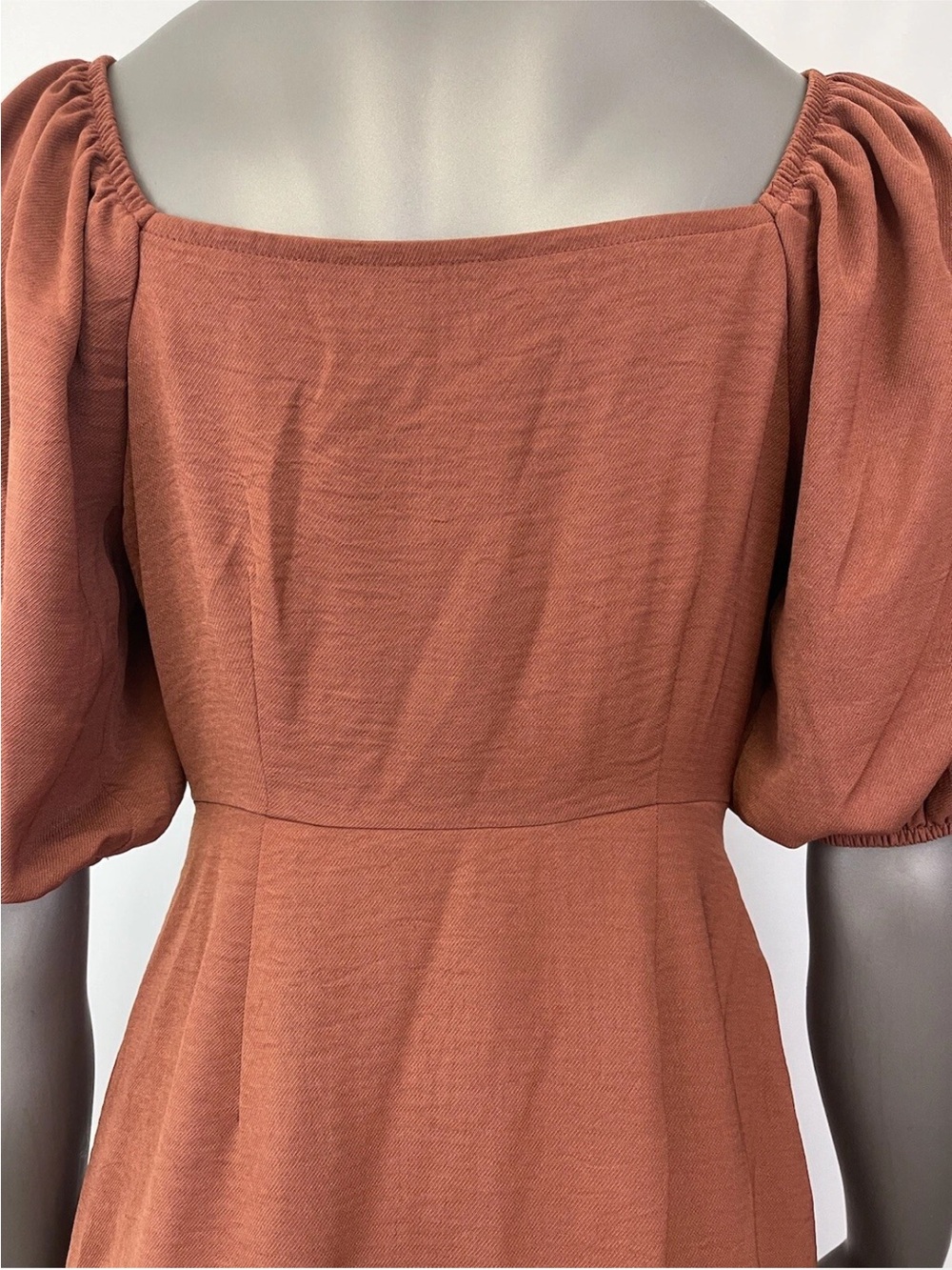 Mimi Chica Dress Womens M Peasant Brown Square Neck Puff Cottagecore Boho - Picture 6 of 7